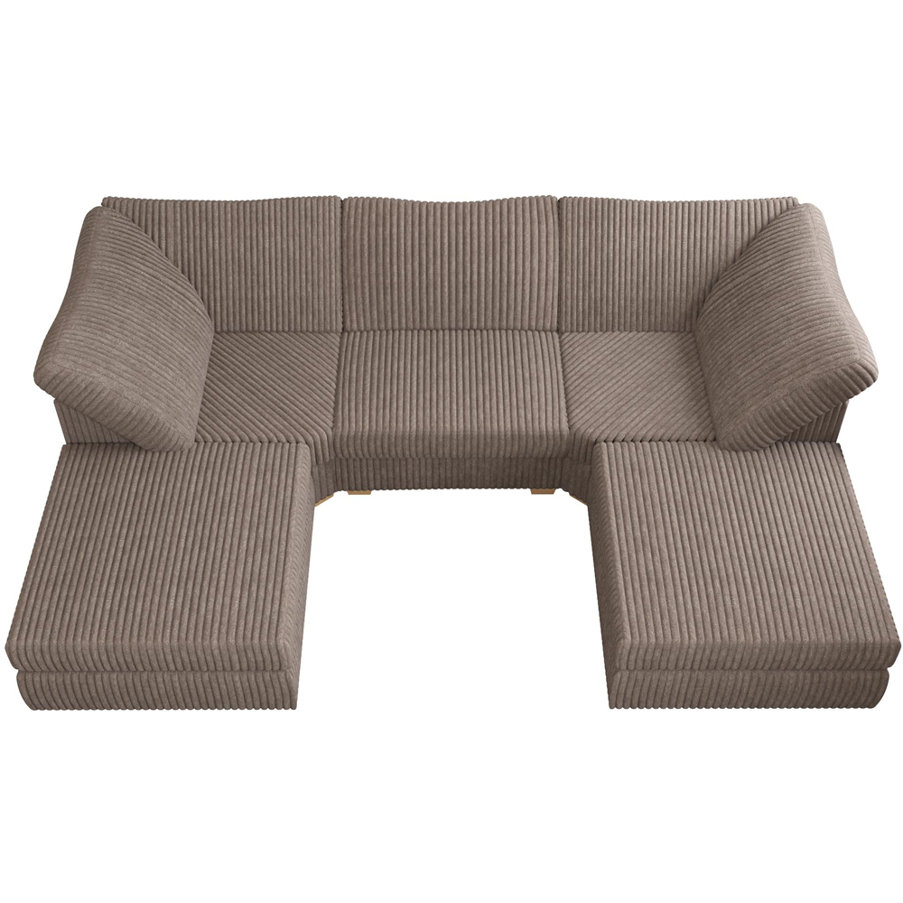 Nestle 5 Seater Late Plush Faux Fur Fixed Back U-Shape Sofa Image 4