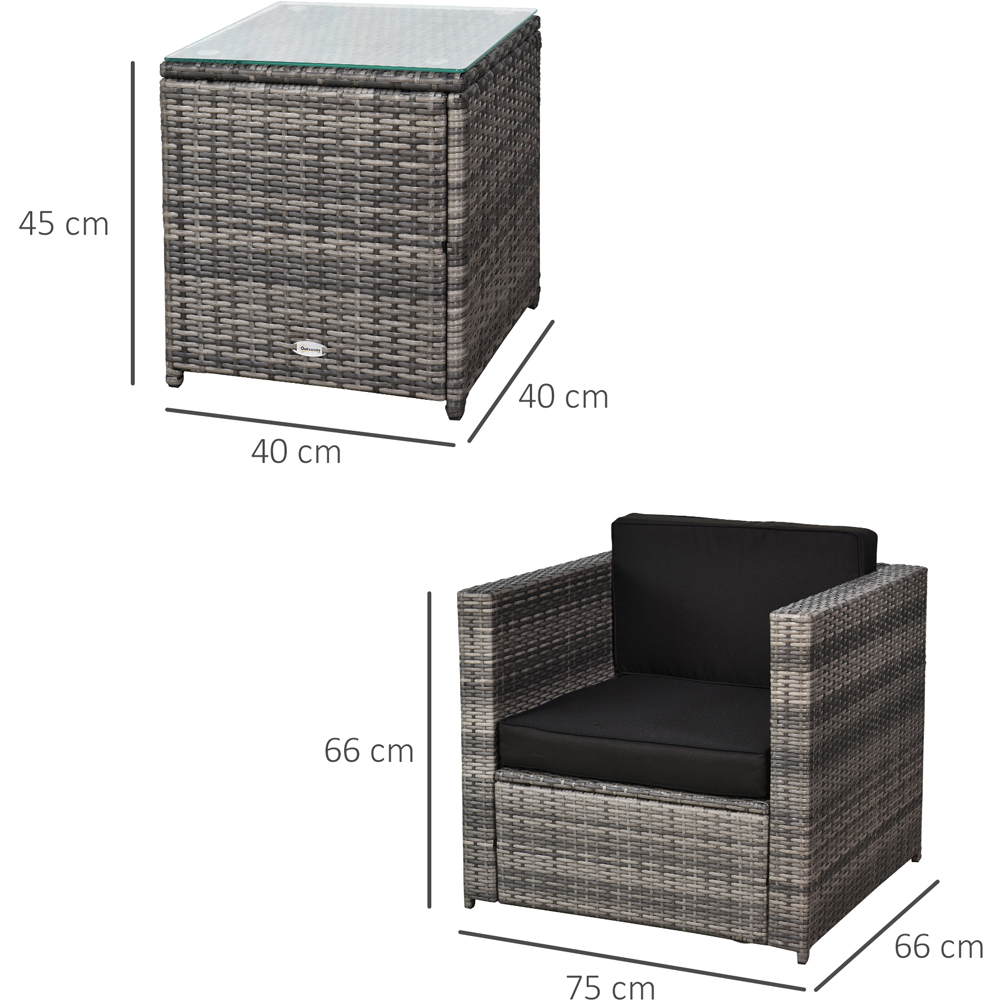 Outsunny 2 Seater Grey Rattan Bistro Set Image 7