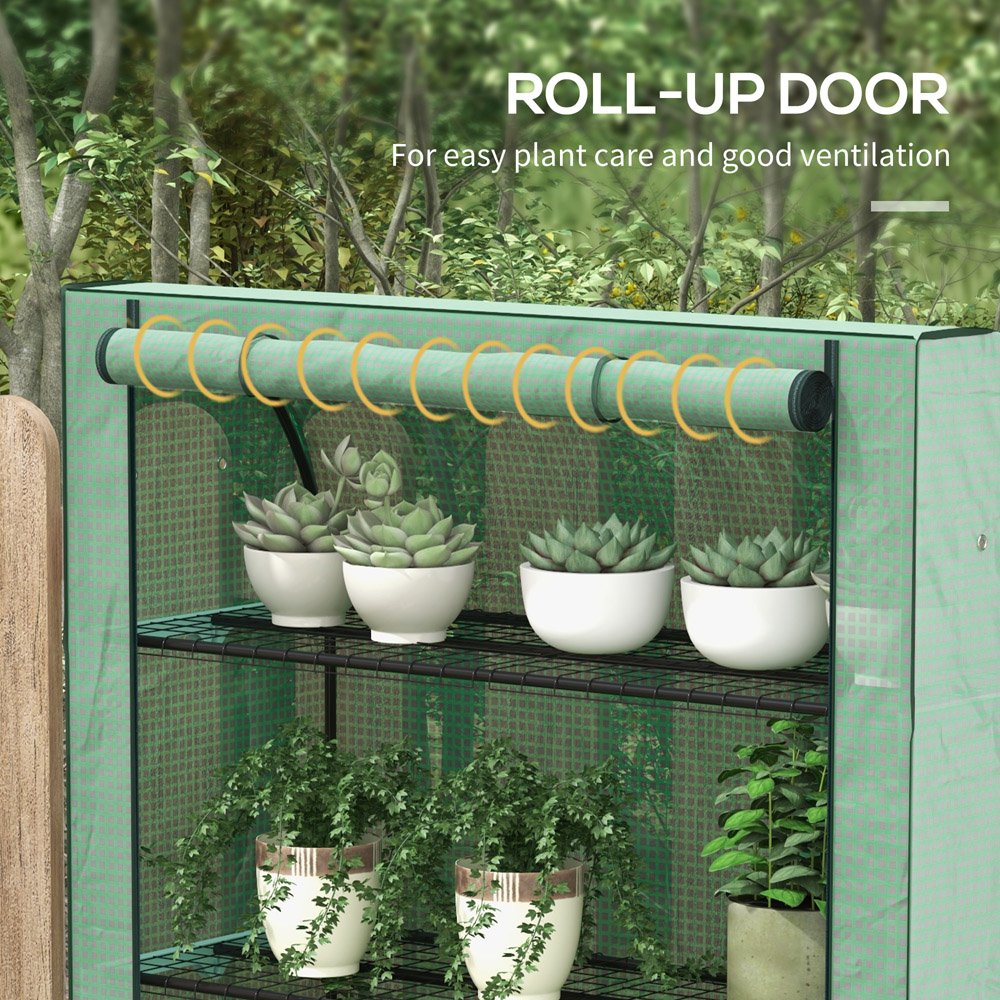 Outsunny 4 Tier Green Plastic 4 x 1.6ft Mini Greenhouse Image 6
