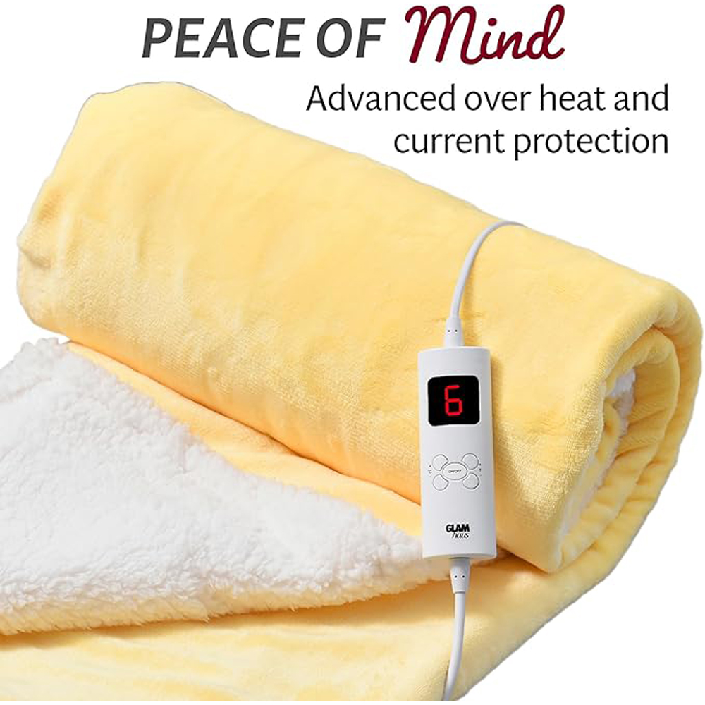 GlamHaus Yellow Electric Heated Blanket 160 x 130cm Image 5