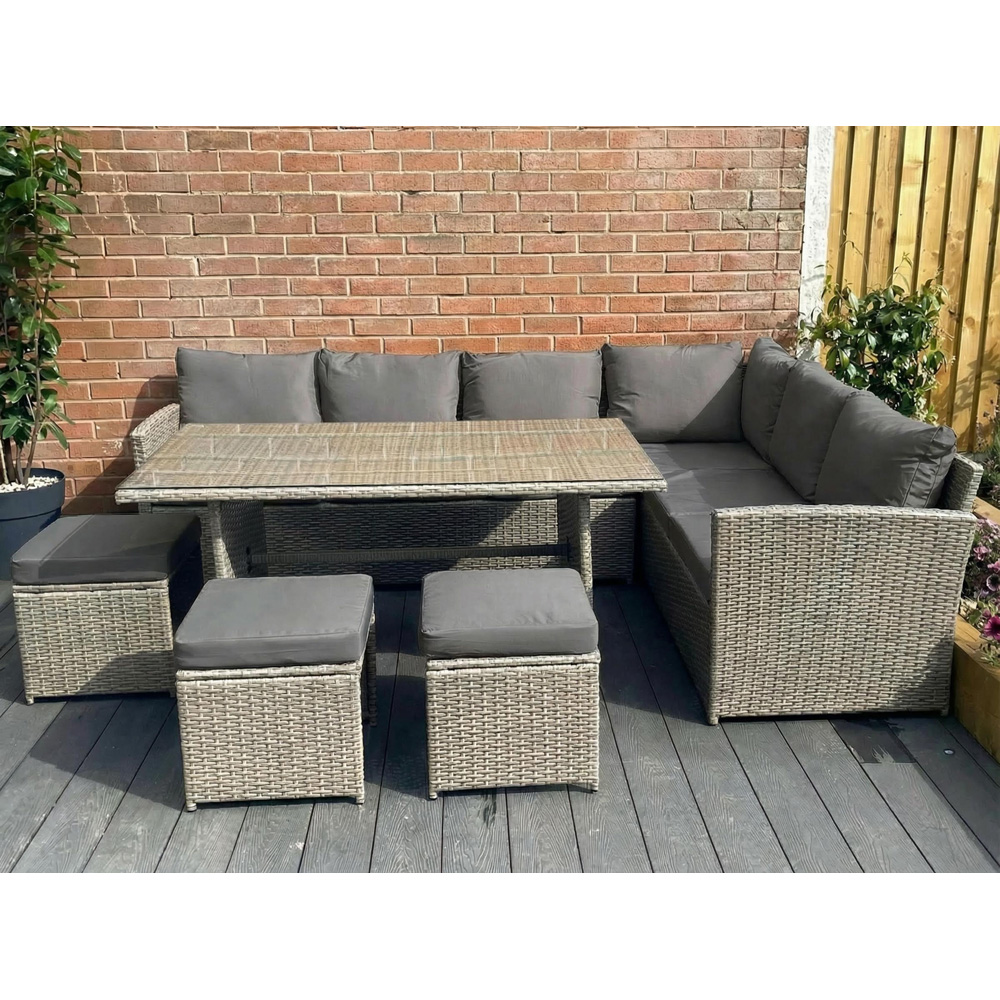 Outdoor Living Knutsford Rattan 9 Seater Garden Dining Set Grey Image 6