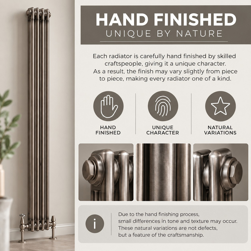 Go Bathrooms Clarence Raw Metal 2 Column 17 Section Radiator 300 x 785mm Image 3