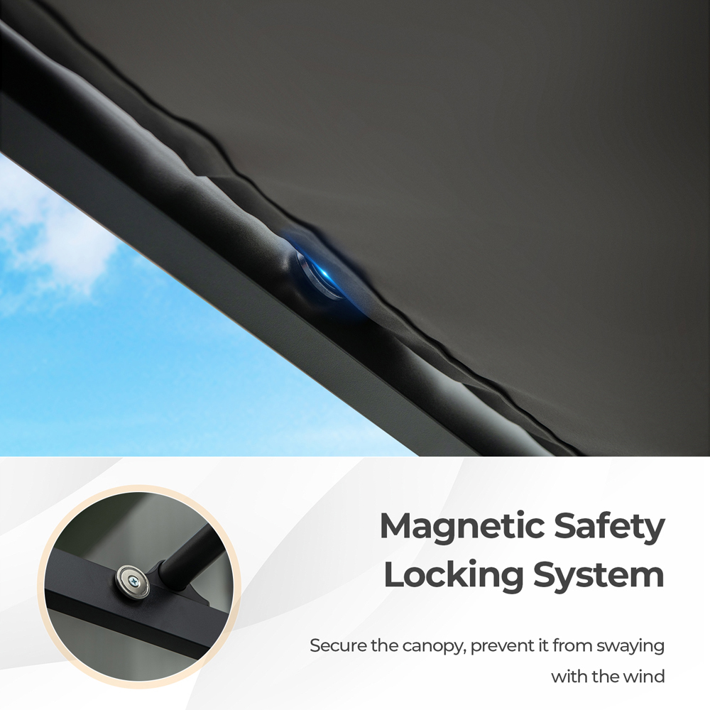 Costway Black and Grey Outdoor Pergola with Retractable Canopy 3.1 x 3.1m Image 6