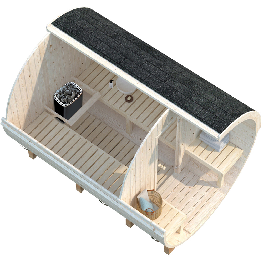 Palmako Anita 7.2 x 9.5ft Outdoor Barrel Wooden Sauna Image 4