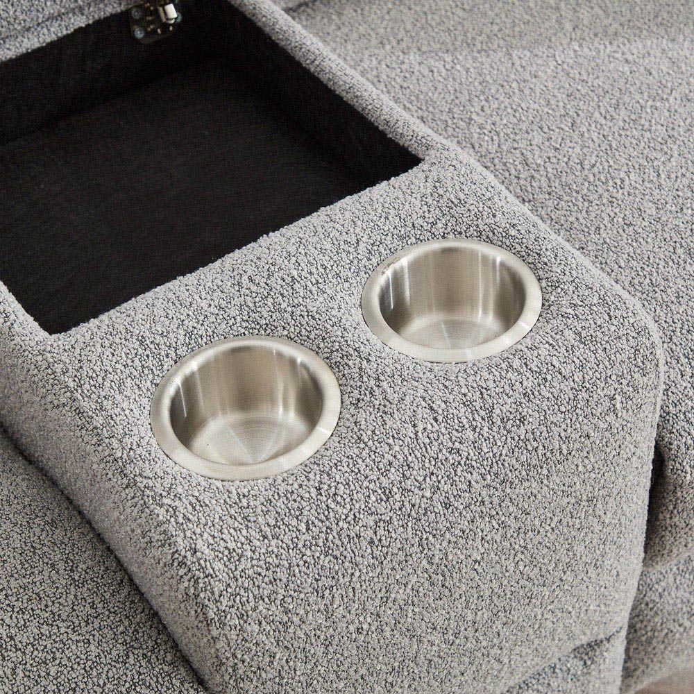 Artemis Home Powell 2 Seater Light Grey Boucle Rocker Manual Recliner Sofa with Centre Console Image 3