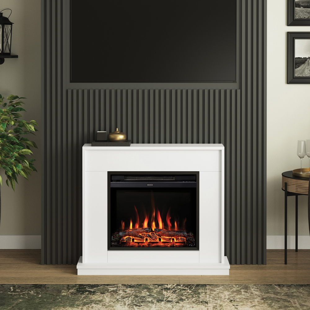 Be Modern Salehurst Ash White Timber Electric Fireplace 2kW 38 inch Image 2