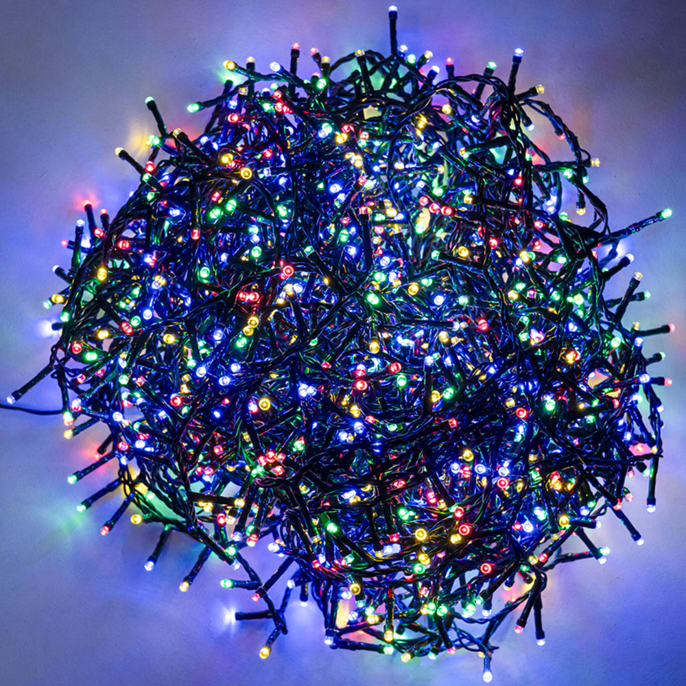 The Christmas Centre 1000 Multicoloured LED Multifunction Green Cable Compact String Light 25m Image 1