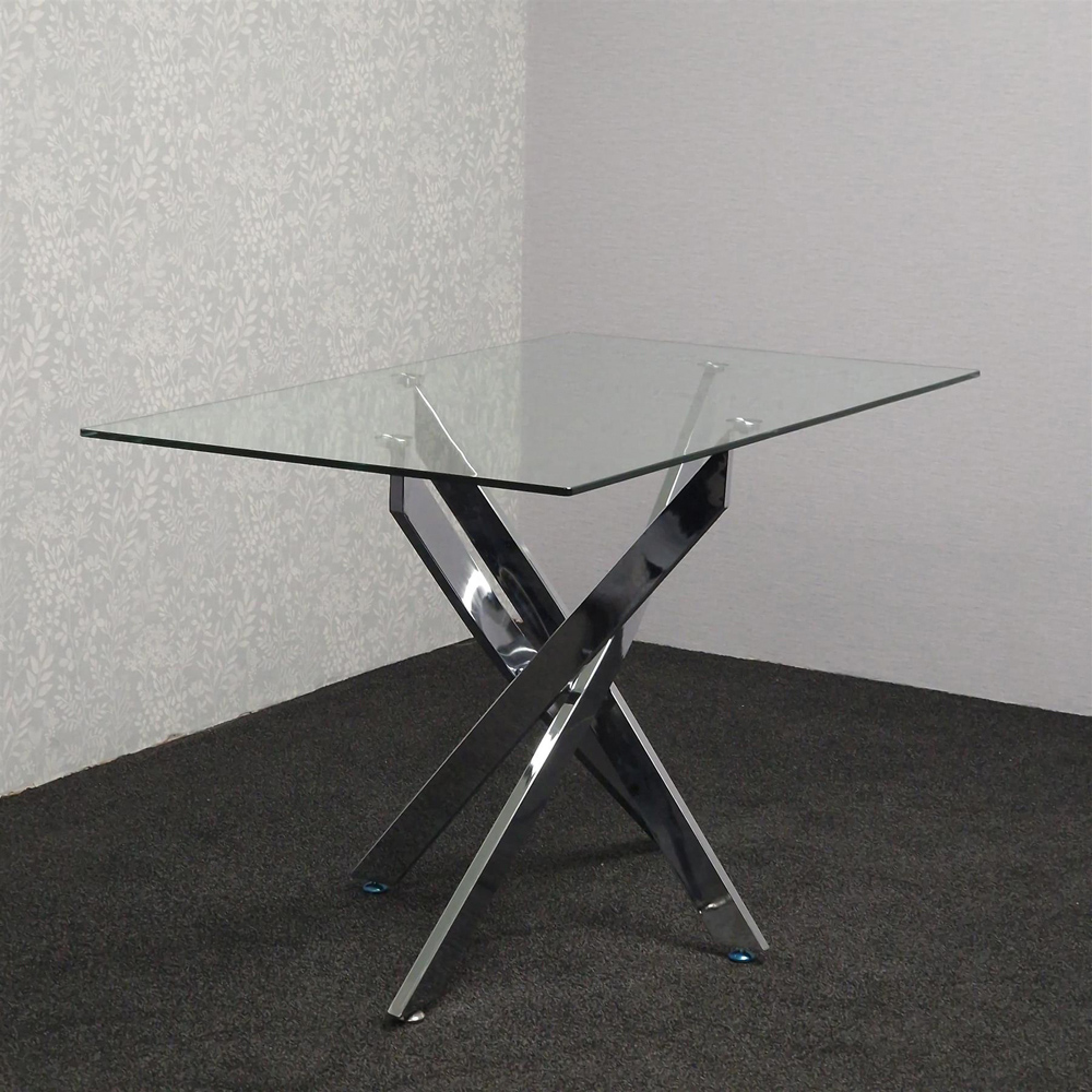 Kosy Koala 4 Seater Glass and Velvet Rectangular Dining Table Set Chrome and Grey Image 4