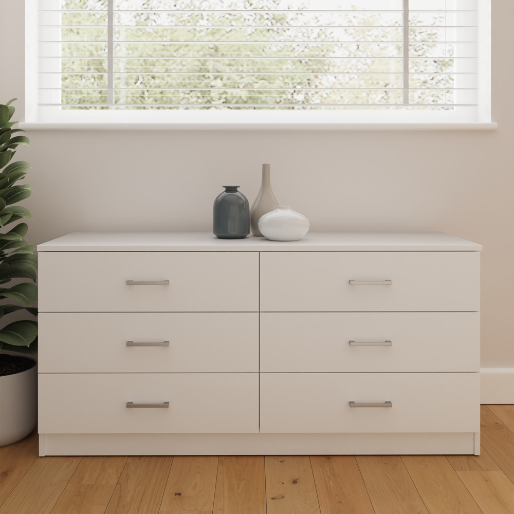GFW Bailey 6 Drawer White Chest of Drawers Image 3