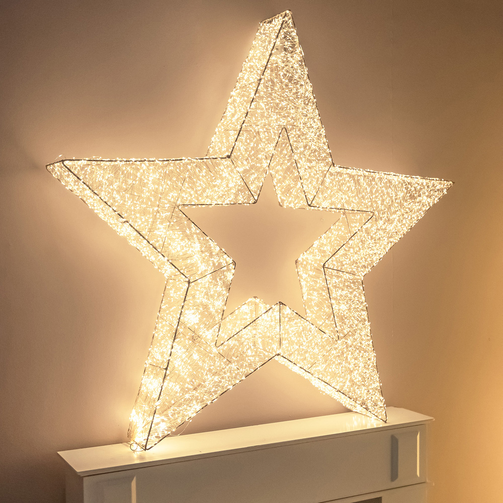 The Christmas Centre 15000 Warm White LED Micro Lights Pre-Lit Gold Light-Up Star 114cm Image 5