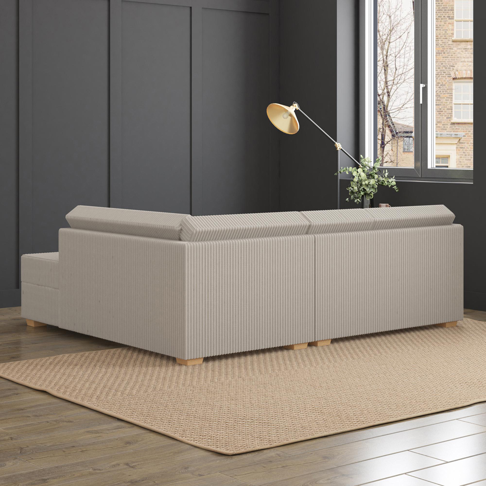 Modo 3 Seater Stone Jumbo Cord Right Hand Fixed Back L-Shape Corner Sofa Image 8