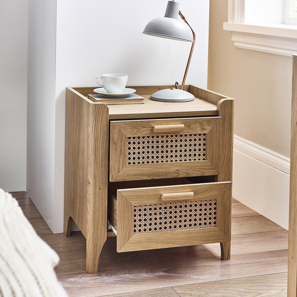 Julian Bowen Sydney 2 Drawer Rattan Effect Bedside Table Image 8