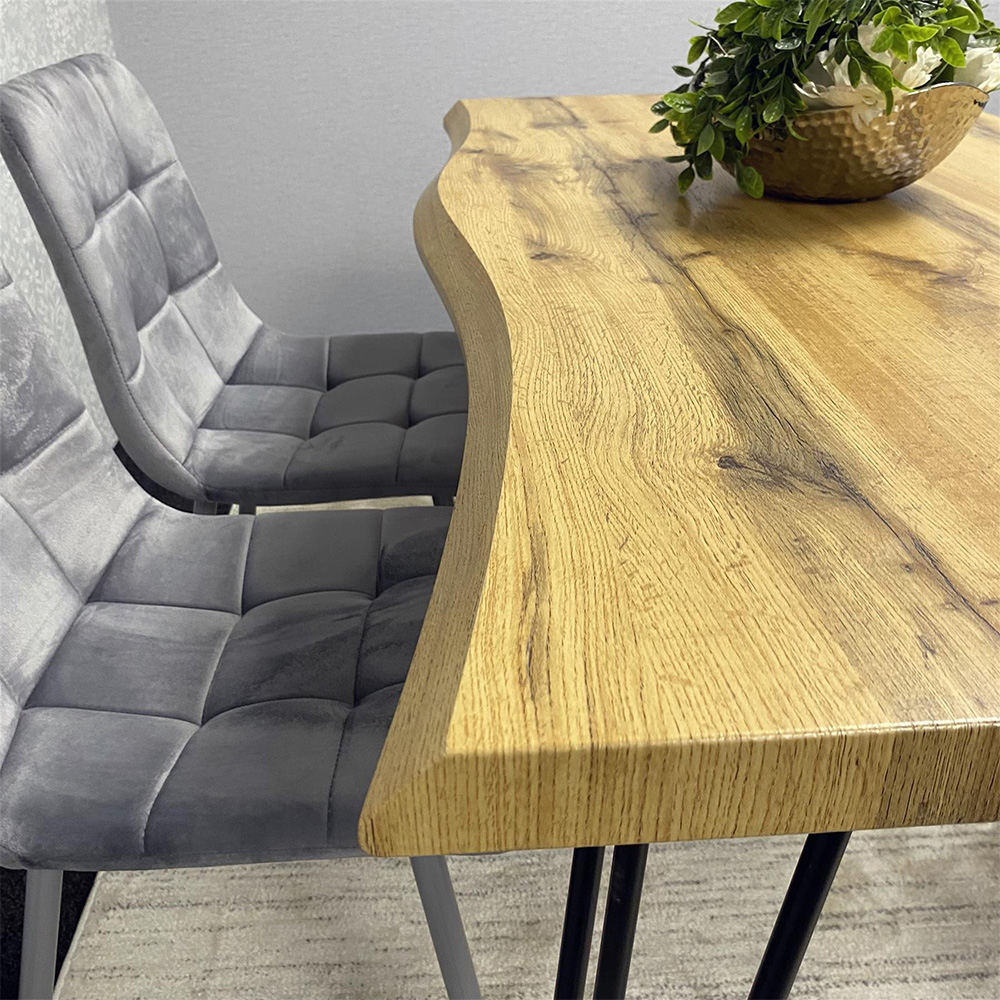 Kosy Koala 4 Seater Velvet Wooden Dining Set Grey Image 6