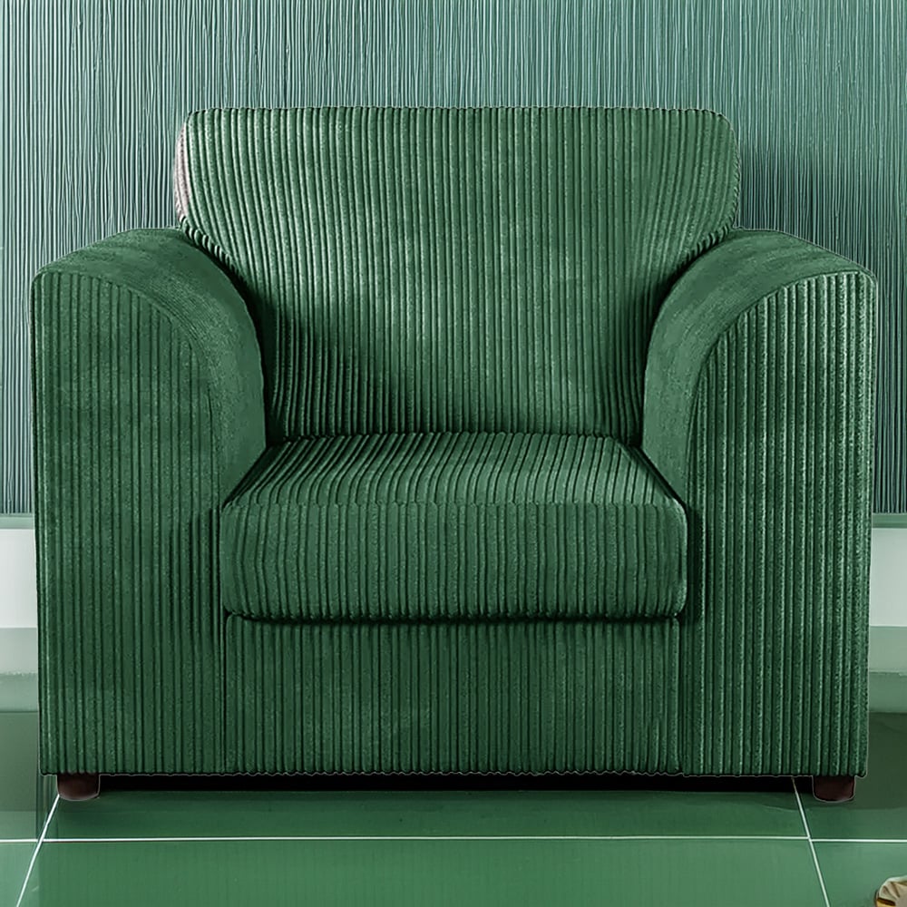 Luxor Single Seater Green Jumbo Cord Armchair Image 1