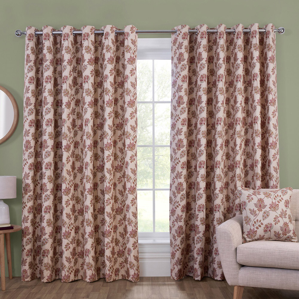 Regency Floral Jacquard Curtain Pink 229cm Image 5