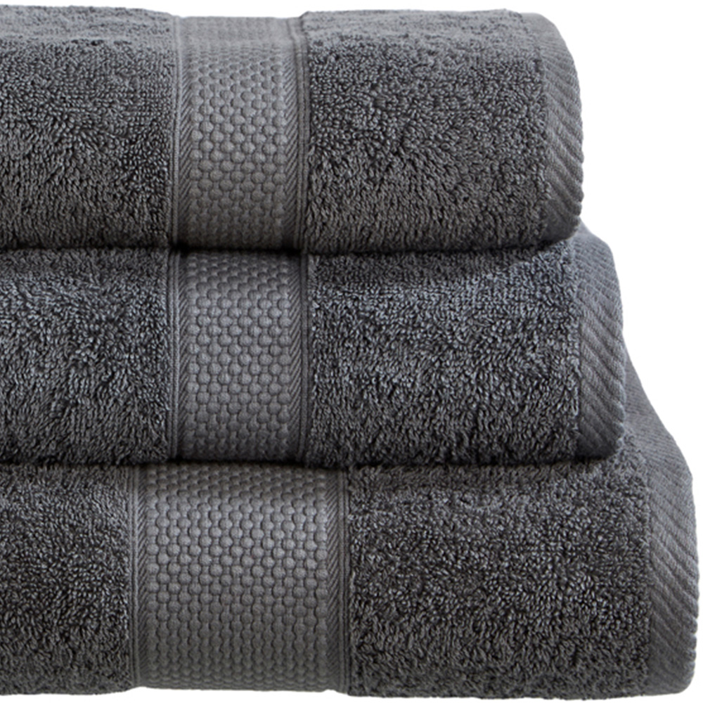 Imperial Ringspun Combed Cotton Grey Turkish Hand Towel 2 Pack Image 2