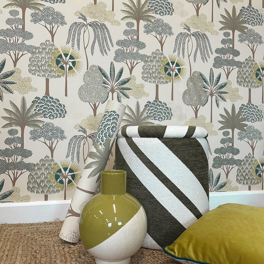 Belgravia Decor Akiko Tree Green Wallpaper Image 3