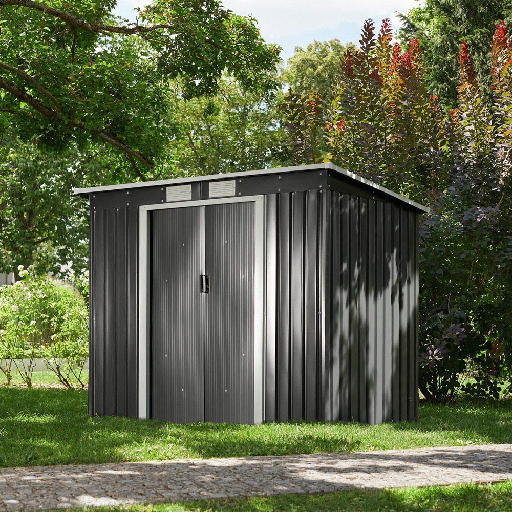 tectake Grey and White Pitch Roof Shed Image 7