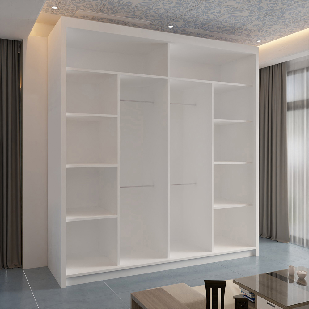 Sliding Wardrobes 4U Batumi 2 Door White Wide Curved Mirrored Wardrobe Image 3