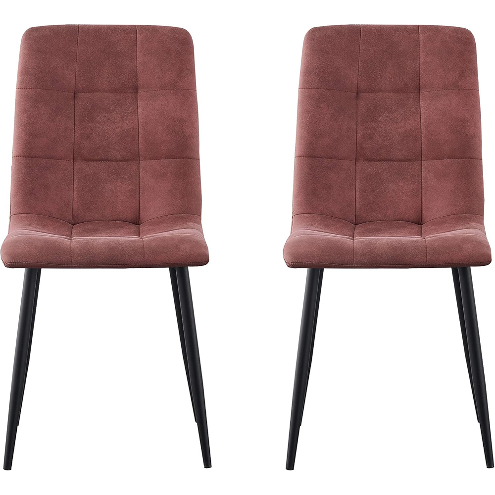 Henri Set of 4 Pink Faux Suede Leather Dining Chair Image 4