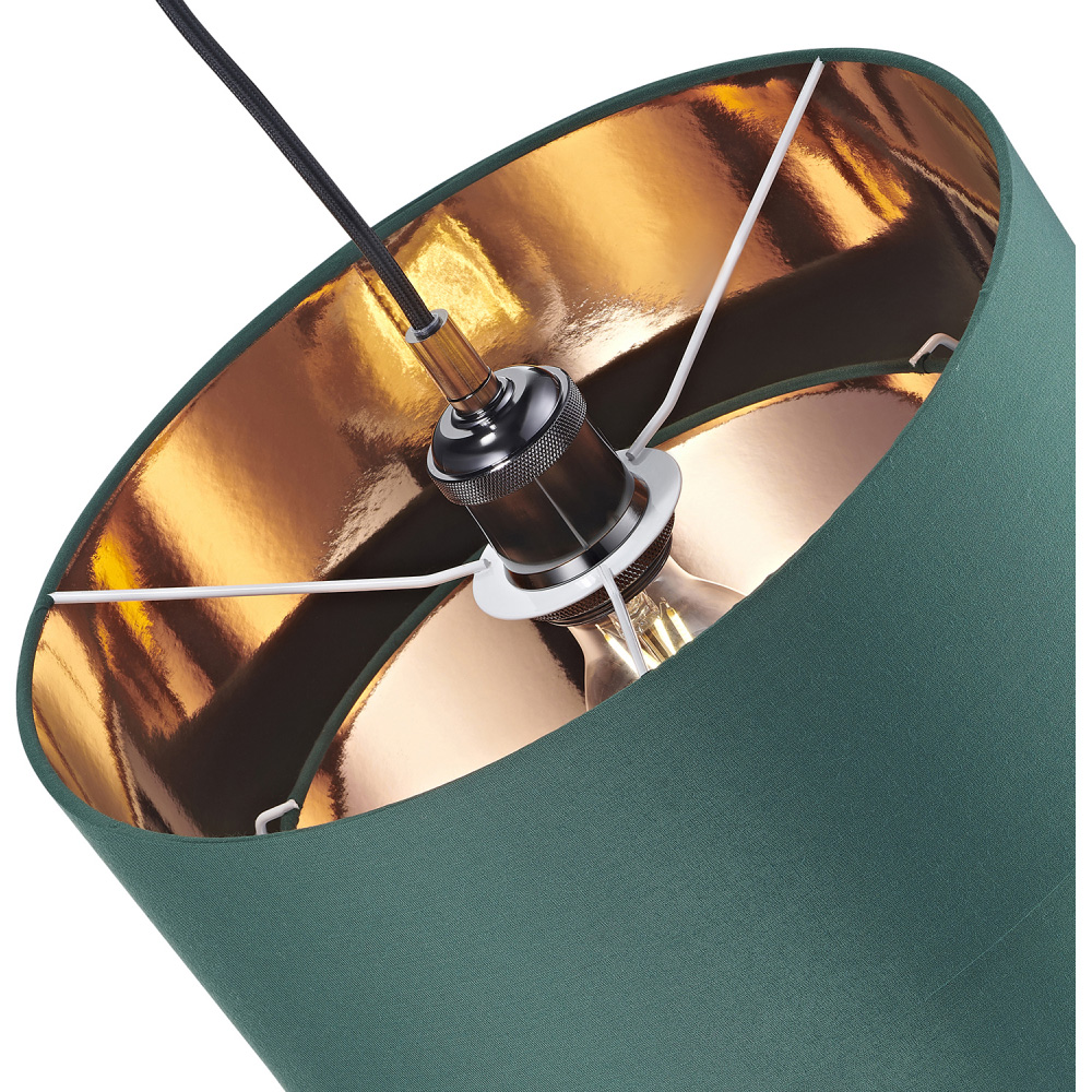 Happy Homewares Forest Green Cotton Shiny Copper Inner Double Tier Pendant Shade Image 6