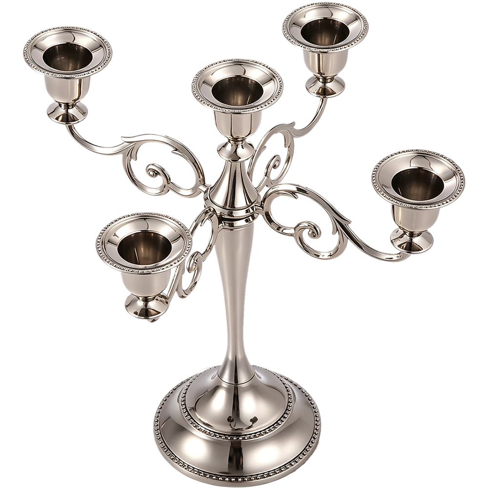 Living and Home 5-Arm Black Metal Swirl Candelabra Image 3