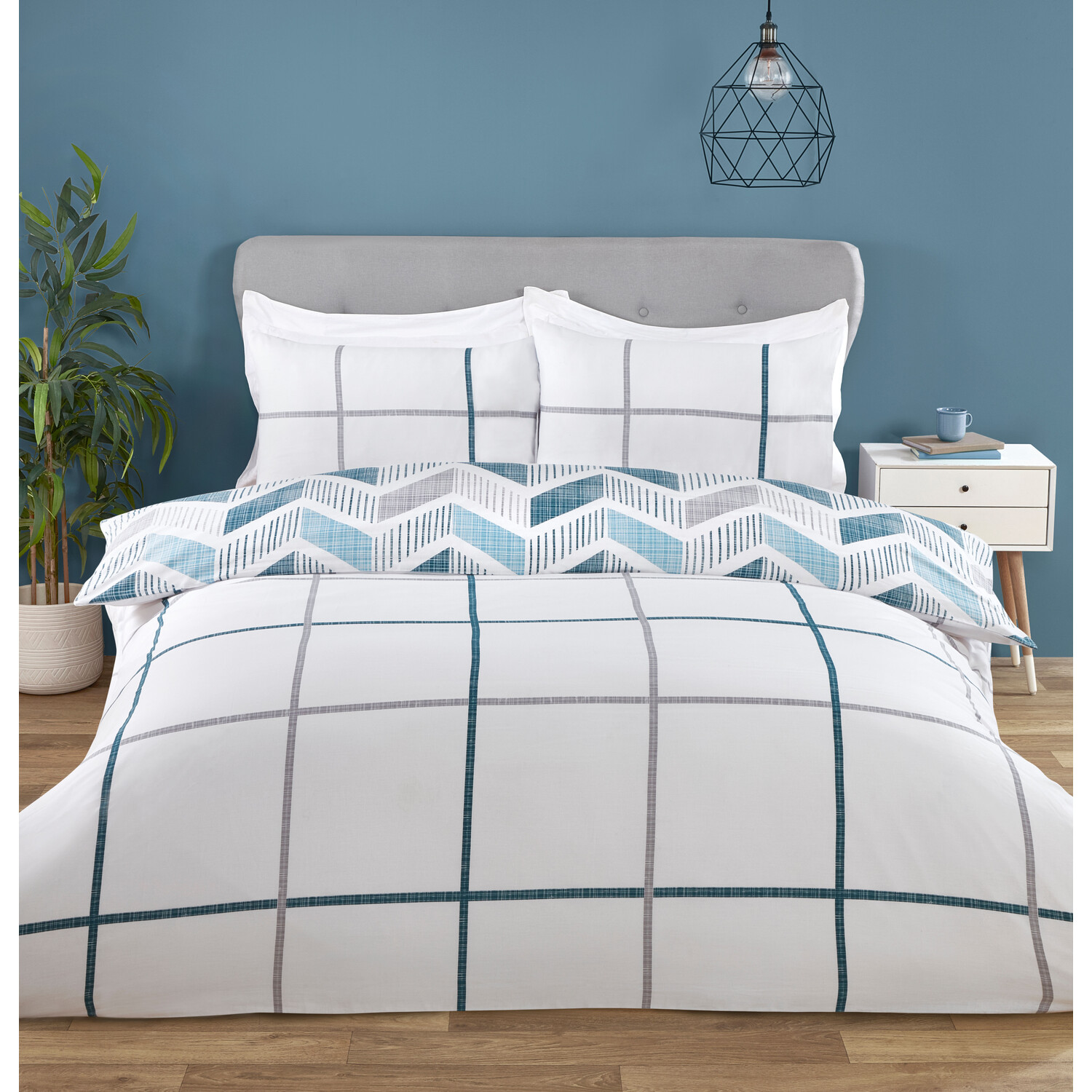 Divante King Teal Nevada Duvet Cover and Pillowcase Set Image 2