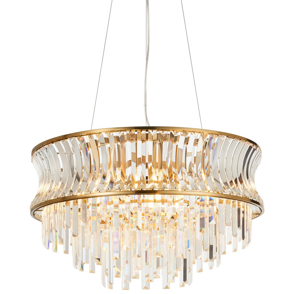 Merano Vittoria Crystal and Clear Glass Warm Brass Plate Pendant Light Image 3