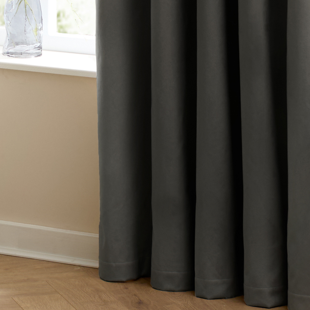 Furn The Ultimate Charcoal Velvet Fully Lined Eyelet Curtains 168 x 183cm Image 4