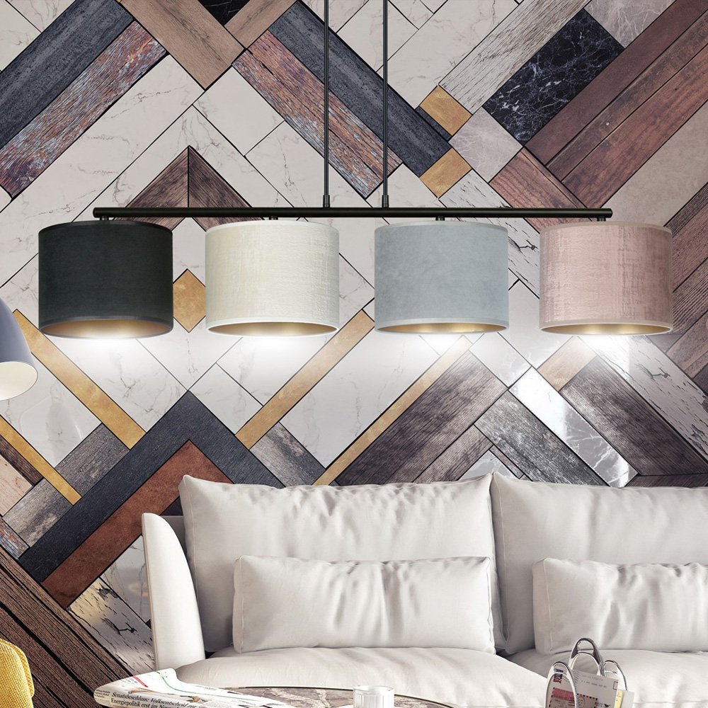 Emibig Hilde 4 Light Black Grey and Pink Shade Black E27 Ceiling Pendant Light Image 7