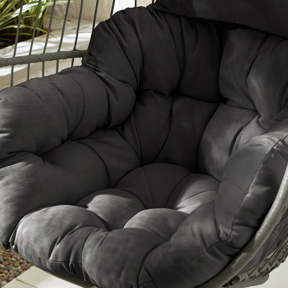 Furniturebox Veza Rattan Grey Hanging Egg Chair with Cushion Image 4