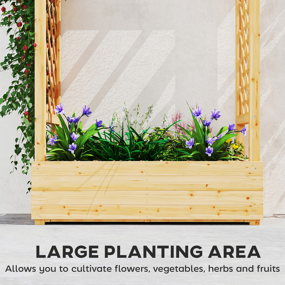Outsunny Natural Raised Garden Bed with Trellis 113 x 110 x 44cm Image 8