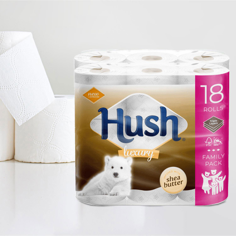 Hush Luxury Shea Butter Scented Core Toilet Paper 72 Rolls 3 Ply Image 2