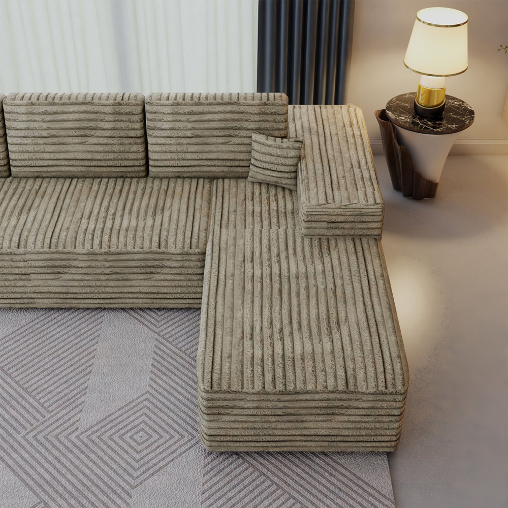 Sliding Wardrobes 4U 3 Seater L Shaped Camel Corner Sofa with Reversible Chaise Image 3