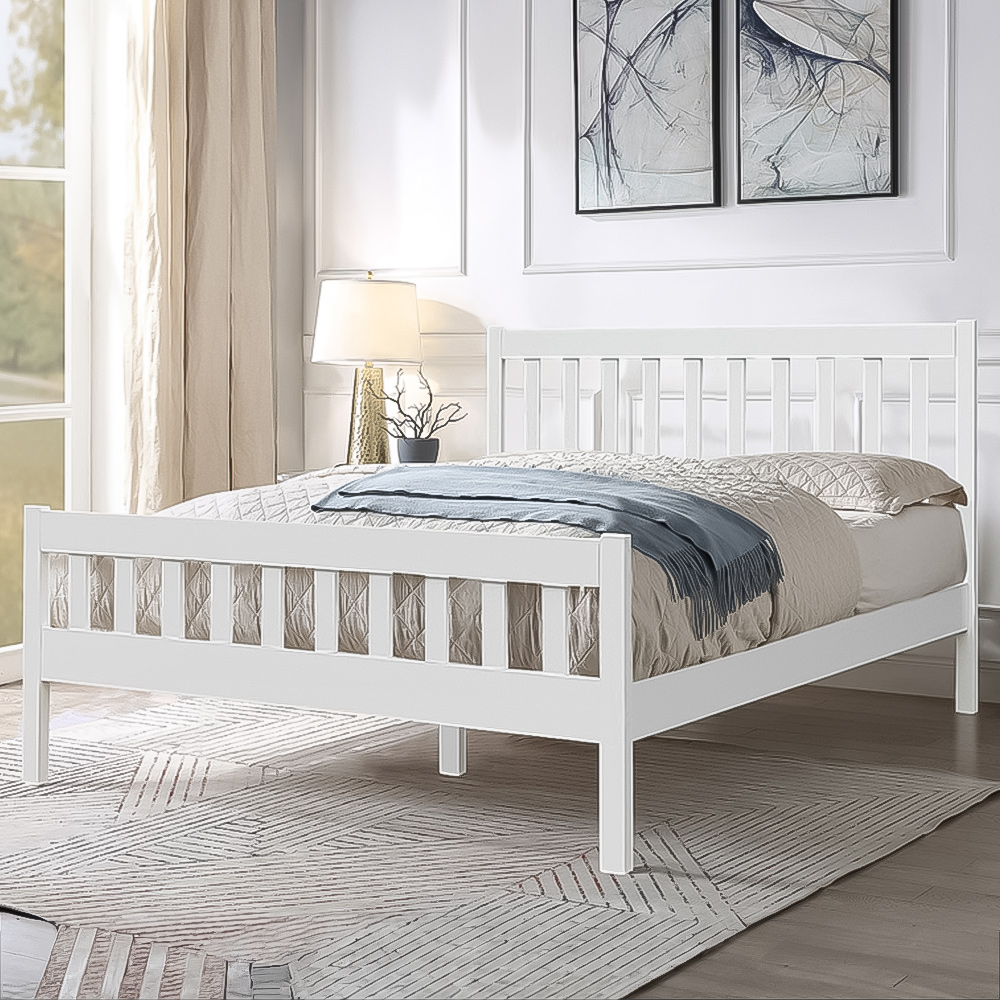 Brooklyn Double White Pine Wooden Bed Frame Image 1