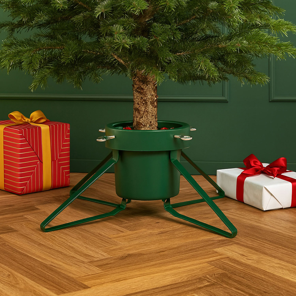 Neo Green Real Christmas Tree Stand with Metal Base Image 2
