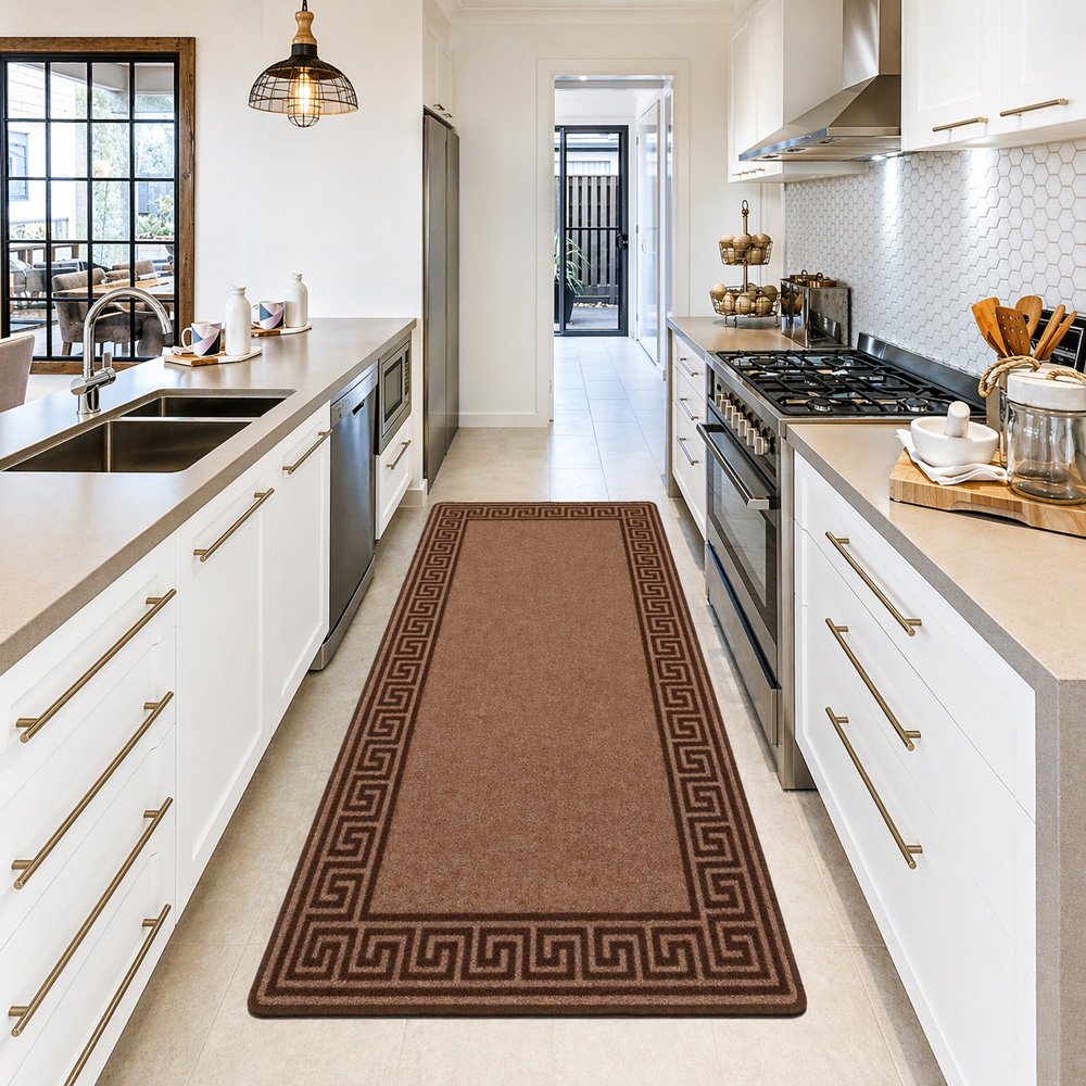 Smart Living Greekey Beige and Brown Gel Back Non-Slip Door Mat 50 x 80cm Image 2