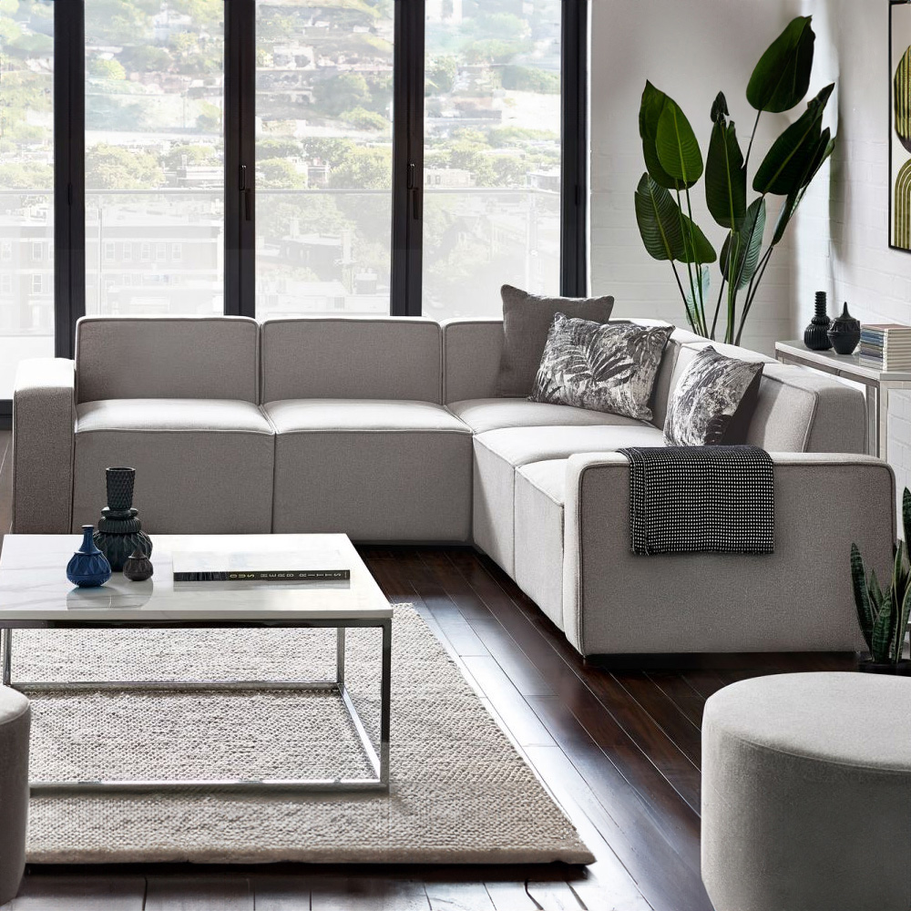 Julian Bowen Lago 4 Seater Grey Combination L Shape Sofa Set Image 1