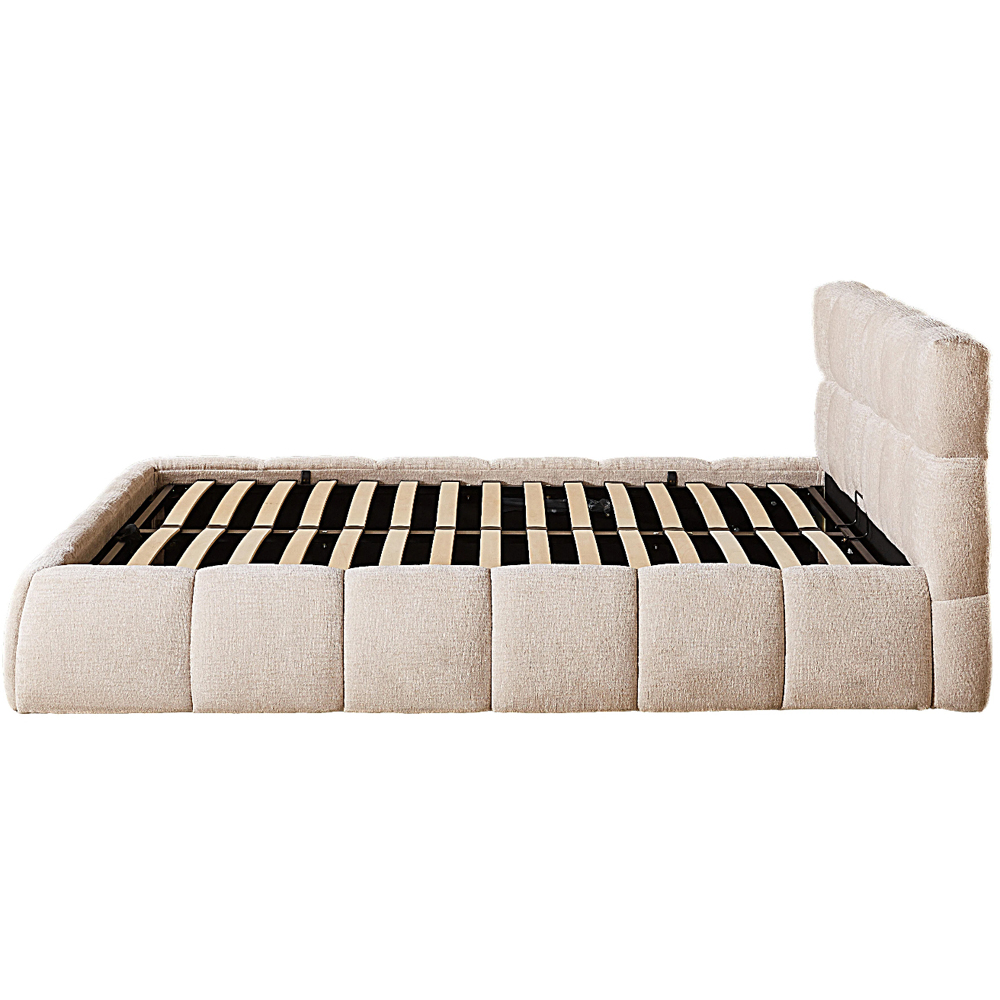 Indoor Living The Maya Beige Double Plush Upholstered Ottoman Bed Frame Image 5