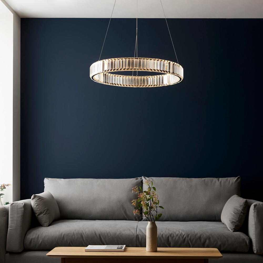 Merano Foggia Chrome Plate Crystal Pendant Ceiling Lamp Image 8