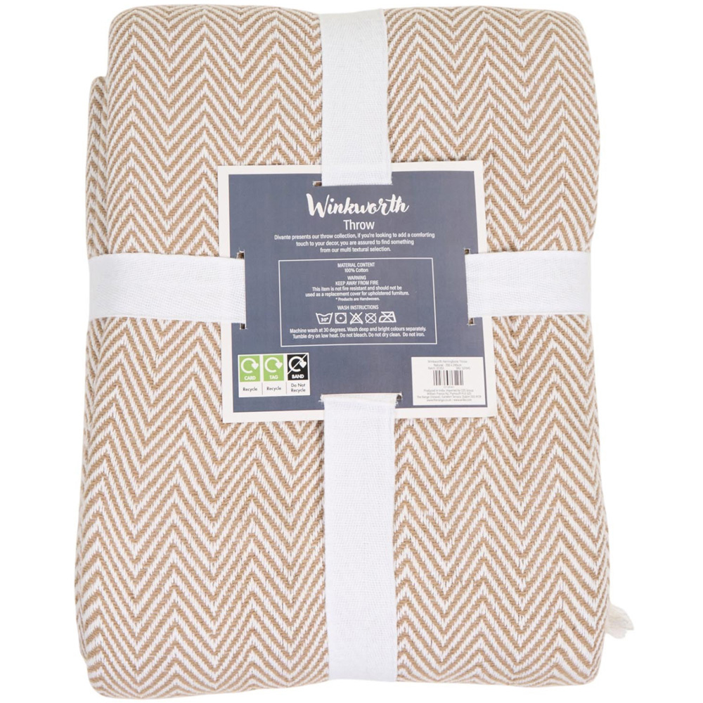 Winkworth Herringbone Extra Large Throw Natural Image 2