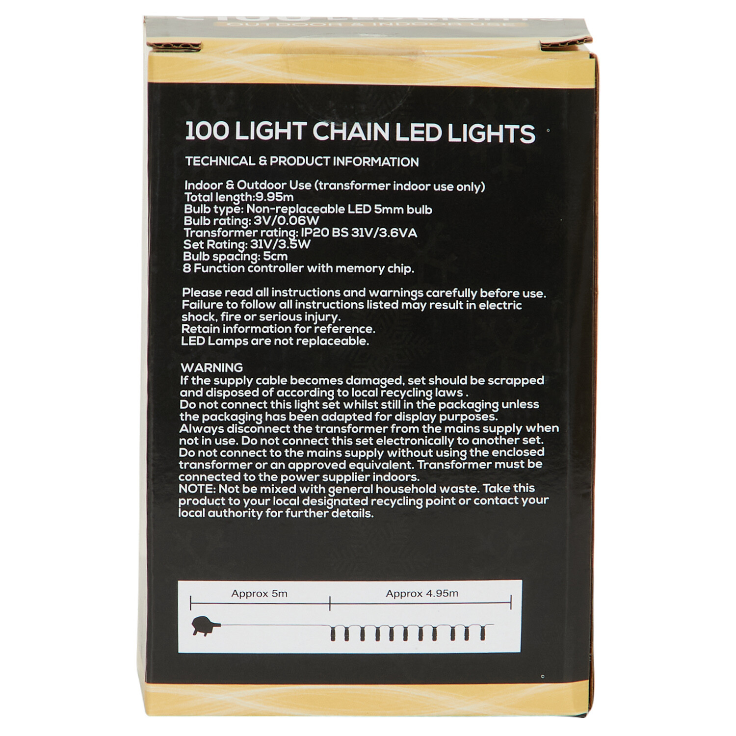 100 Classic Light Chain Warm White - White Image 3