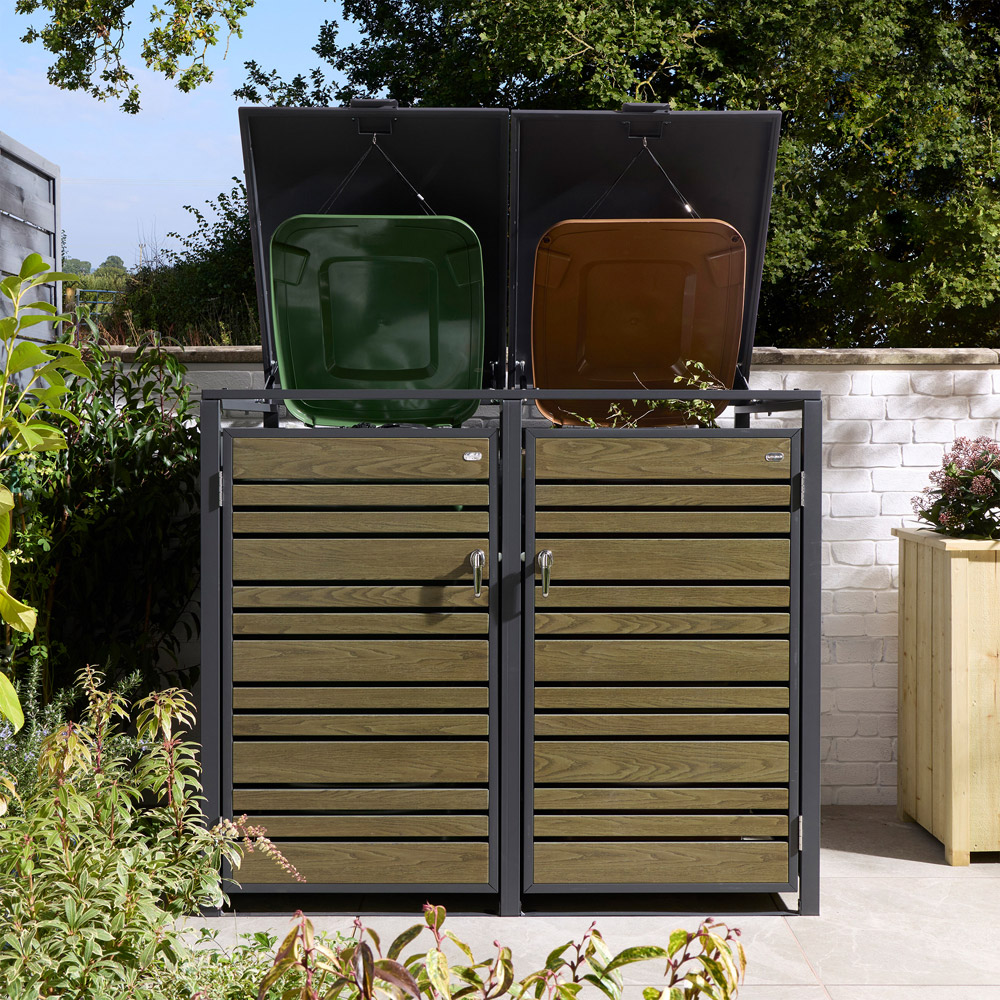 Rowlinson Chelsea Oak 2 Wheelie Bin Store Image 5