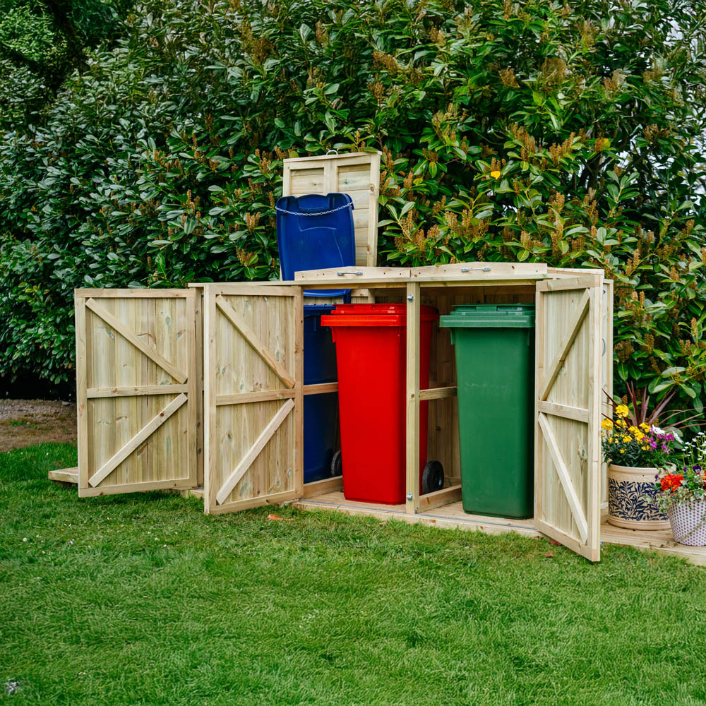 The Garden Village Shireburn 360L Triple Wheelie Bin Shed Image 8
