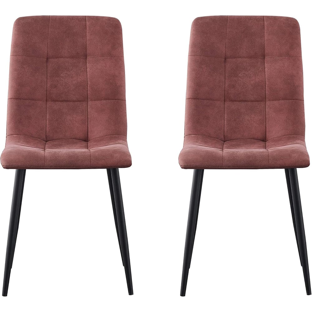 Henri Set of 2 Pink Faux Suede Leather Dining Chair Image 3