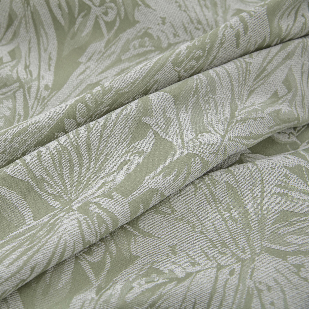 Alan Symonds Green Chenille Jacquard Lined Pencil Pleat Taped Top Curtains 168 x 229cm Image 3