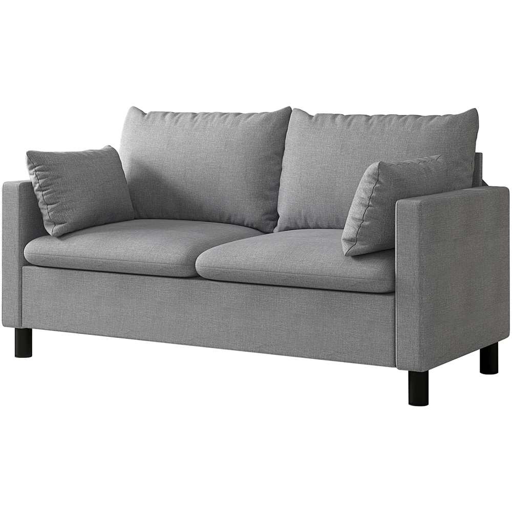 Laura 2 Seater Grey Linen Plush Padded Sofa Image 2