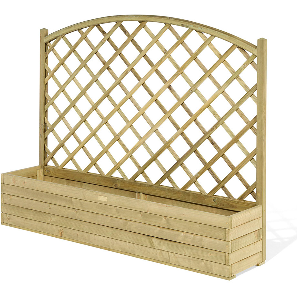 Rowlinson Natural Wooden Garden Trough Planter with Curved Lattice 148.5 x 180 x 40cm Image 2