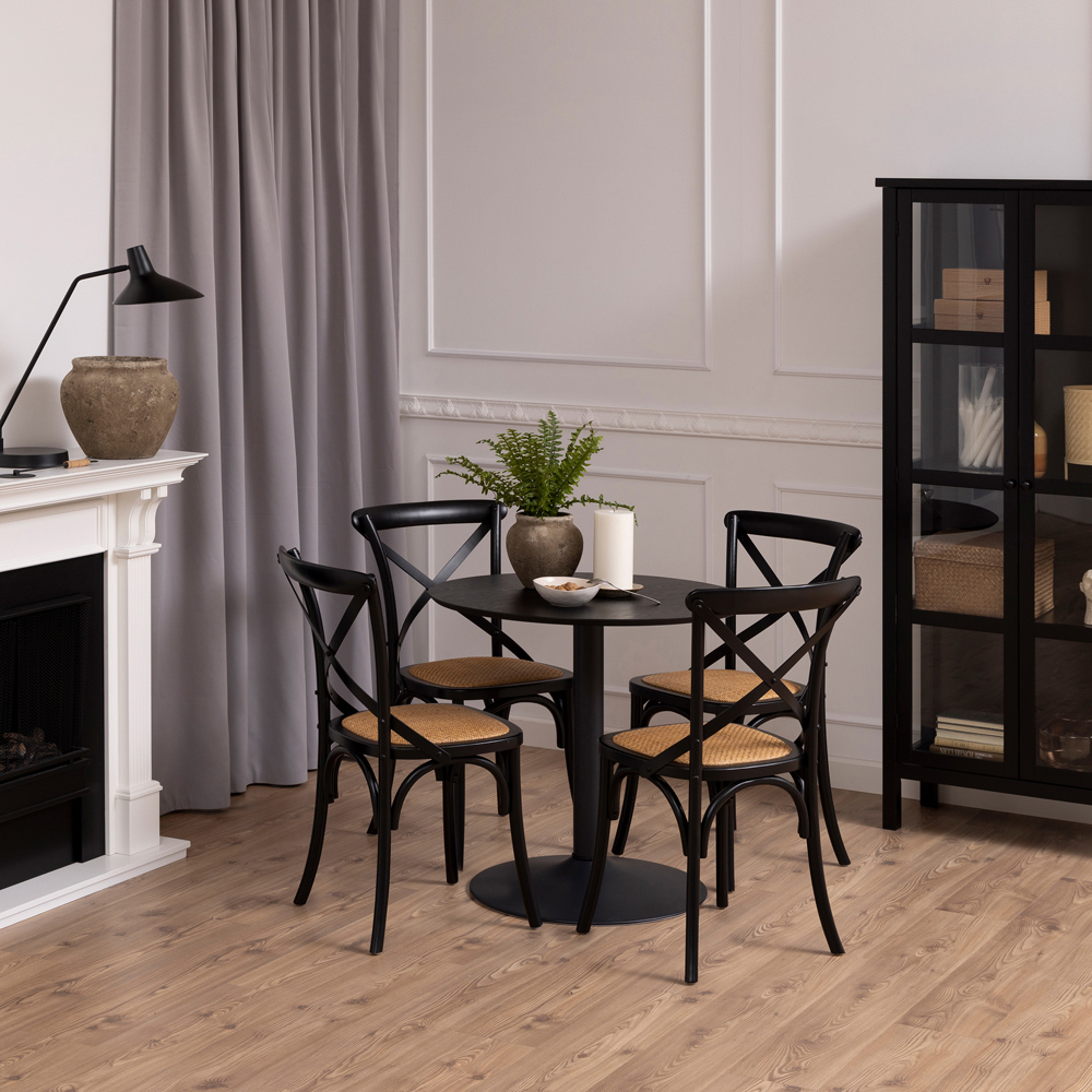 Florence Ibiza Small Round 4 Seater Table Black Ash and Matt Black Image 8