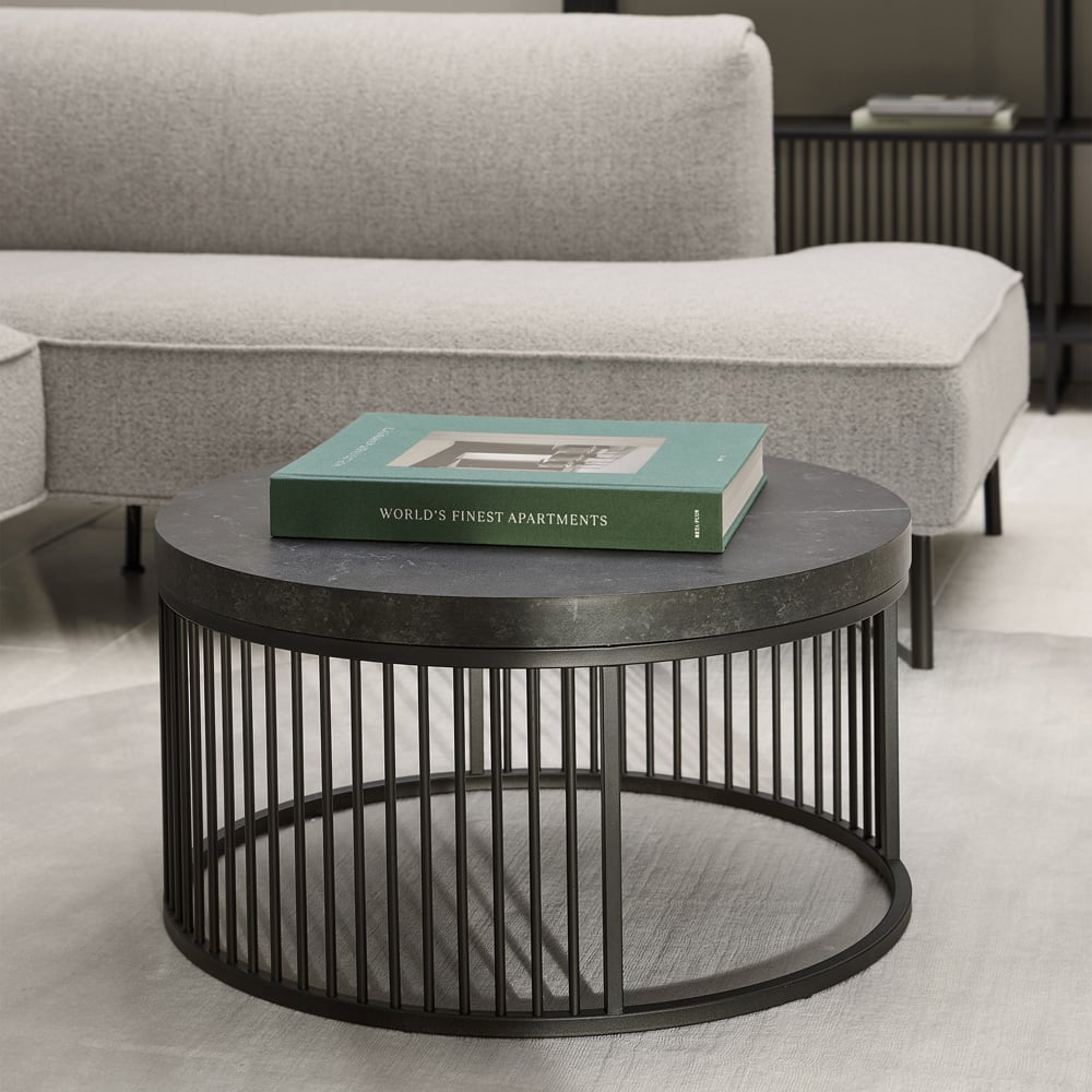 Florence Strington Matt Black Round Coffee Table Image 9